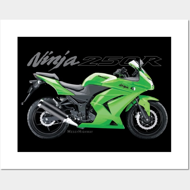 Kawasaki Ninja 250R 08 green, sl Wall Art by MessyHighway